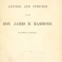 South Carolina Senator James Henry Hammond "Cotton is King" speech on floor of Senate